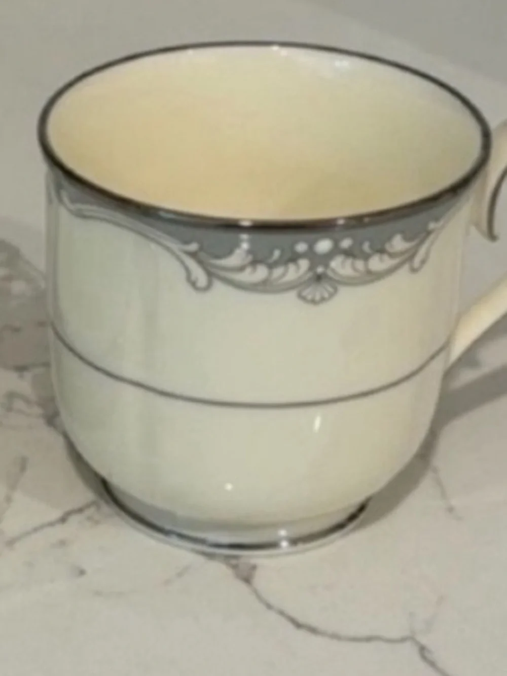Vintage Noritake Cousteau Bone China Teacup and Saucer Set Off White Grey Japan